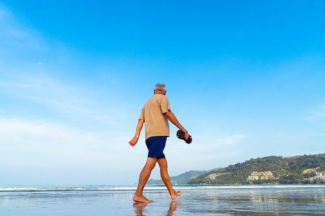 senior citizen at beach